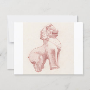 Carte Postale Dessin du lion gardien de pierre