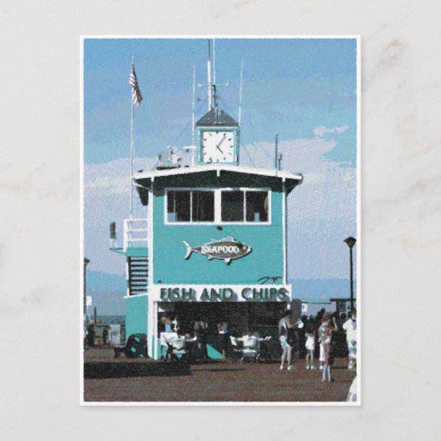 Carte Postale Dessin du restaurant Fish & Chips (Devant)