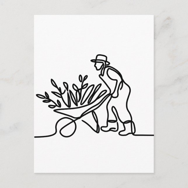 Carte Postale dessin d'un agriculteur ou d'un jardinier (Devant)