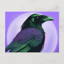 Dessin d'un corbeau sur fond violet néon
