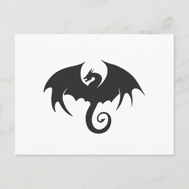 Carte Postale Dessin d'une silhouette de dragon noir (Devant)