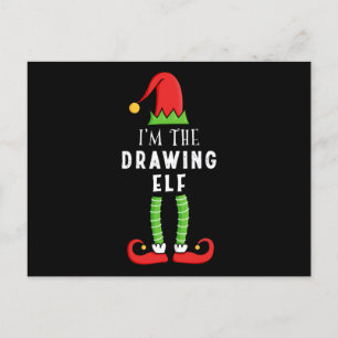 Carte Postale Dessin Elf Noël Correspondant cadeau de famille