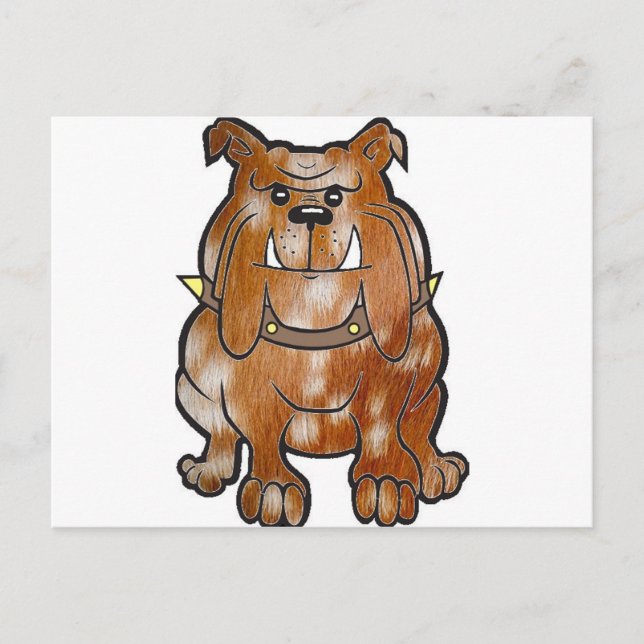 Carte Postale dessin en jachère de bulldog (Devant)