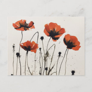 Carte Postale Dessin Fleurs De Pavot