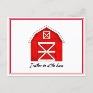 Carte Postale Dessin mignon de la grange rouge   Je préfère être