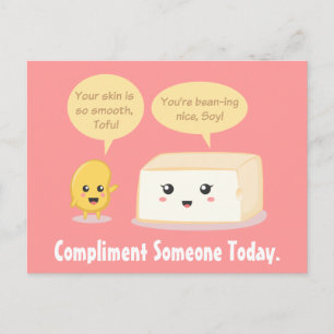 Carte Postale Dessin Mignon - Le haricot soya fait des complimen