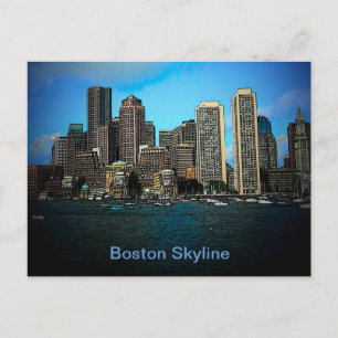 Carte Postale Dessin photo Skyline de Boston