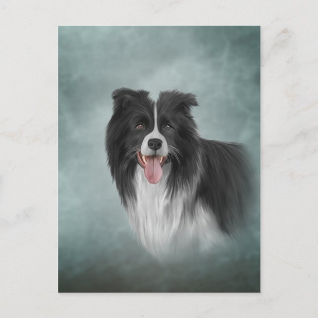 Carte Postale Dessin race de chien Bordure Collie (Devant)