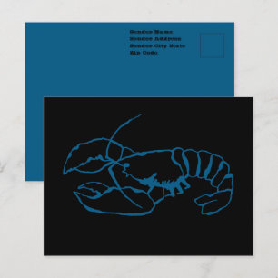 Carte Postale Dessin simple d'art de homard bleu animal marin