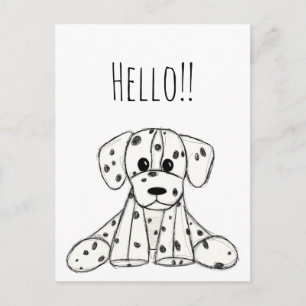 Carte Postale Dessin simple de contour de chien en peluche dalma