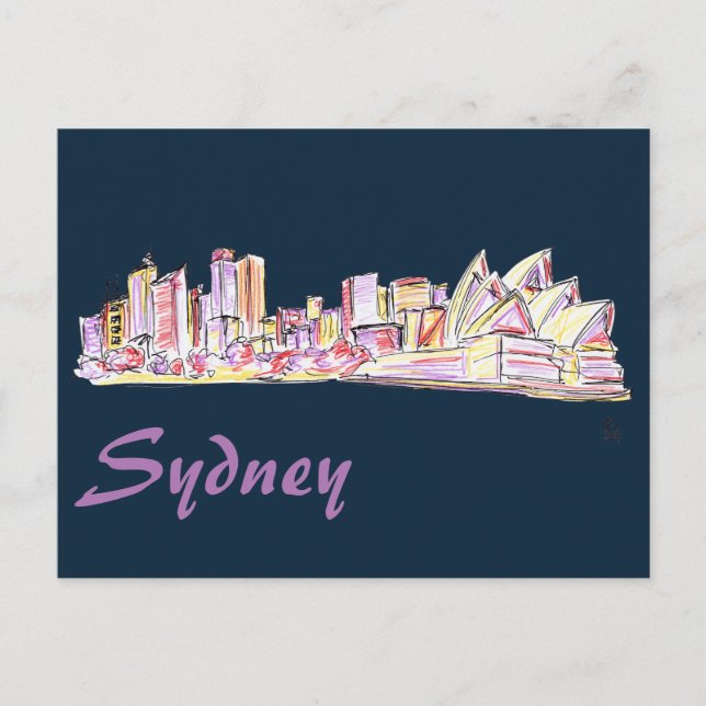 Carte Postale Dessin Skyline Sydney (Devant)