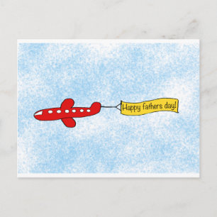Carte Postale Dessin sur la bannière ciel de l'avion "Happy Fête