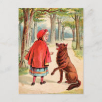 Dessin vintage : Chaperon rouge et loup