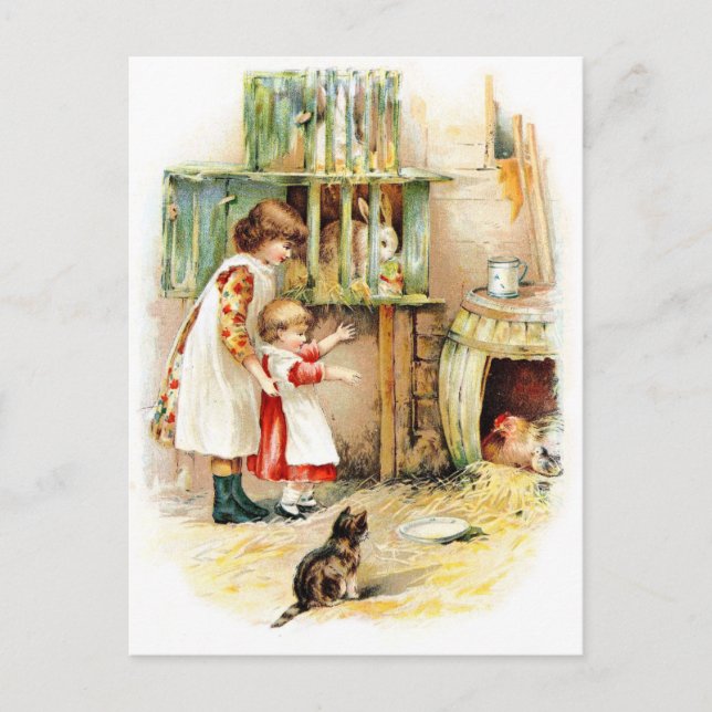 Carte Postale Dessin vintage : Embrayage de lapin (Devant)