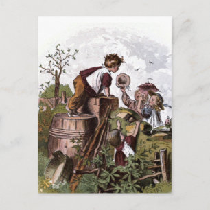 Carte Postale Dessin vintage : Jouer des enfants