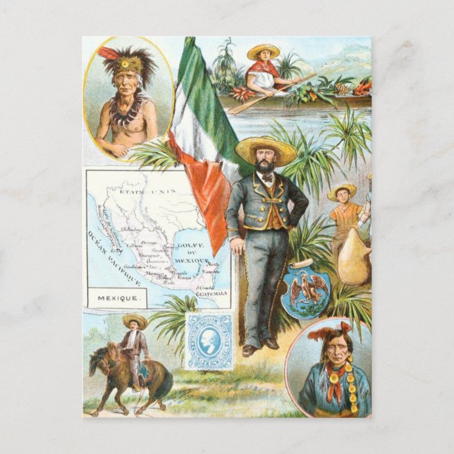Carte Postale Dessin vintage : Mexique (Devant)