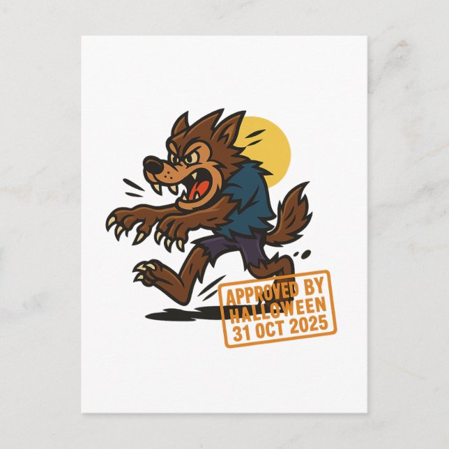 Carte Postale Dessin Werewolf - Approuvé par Halloween (Devant)