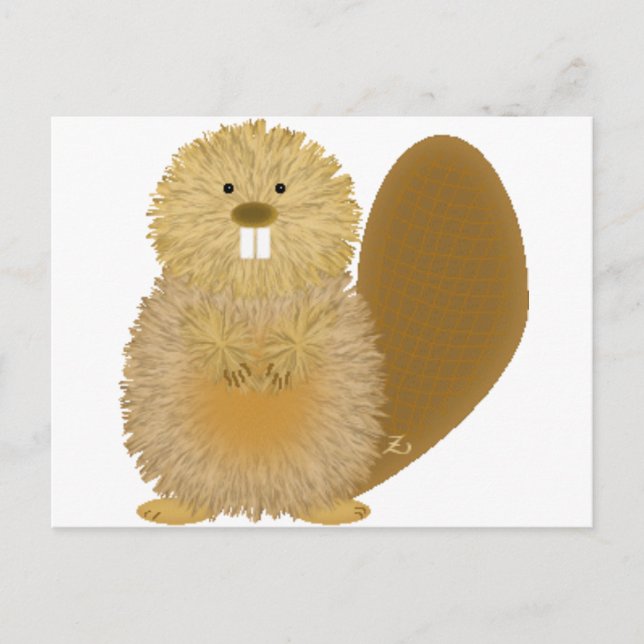 Carte Postale Dessins adorables pour animaux : Beaver (Devant)
