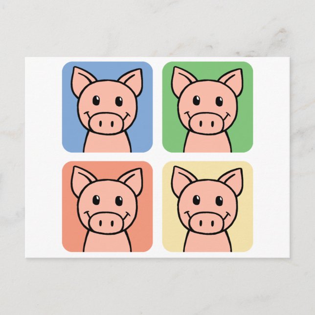 Carte Postale Dessins animés clip art cochons rigolards ! (Devant)
