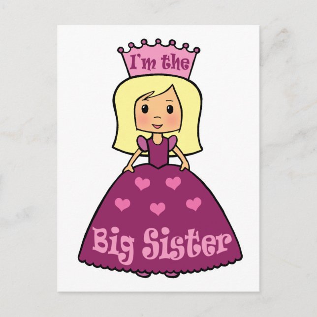 Carte Postale Dessins animés clip art princesse grande sœur cœur (Devant)