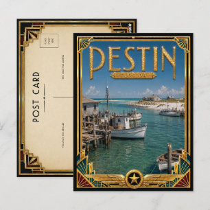 Carte Postale Destin Floride Art Déco Vintage Âge d'Or