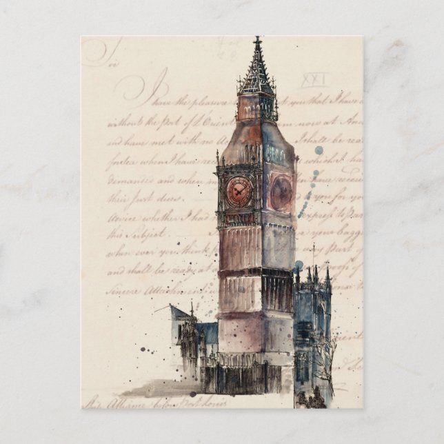 Carte Postale Destinations | Lettres Anciennes de Big Ben (Devant)