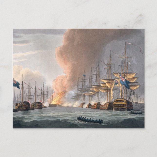 Carte Postale Destruction de la flotte danoise avant Copenhague, (Devant)
