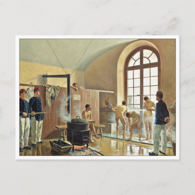 Carte Postale Détail des douches au régiment par Eugene Chaper (Devant)