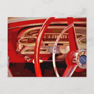 Carte Postale Détail du tableau de bord vintage Auto Old Car Red