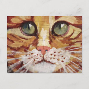 Carte postale détaillée de peinture de chat roux