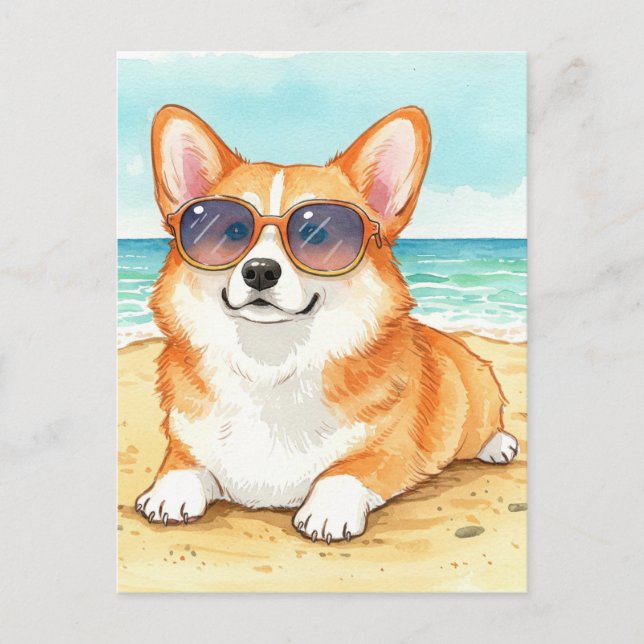Carte postale d'été de plage d'océan de lunettes d (Devant)