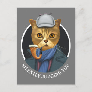 Carte Postale Détective Cat - Vous Jugez Silencieusement