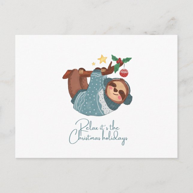 Carte Postale Détendez-vous C'est les fêtes - Sloth (Devant)