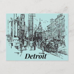 Carte Postale Detroit City Michigan USA, démodée