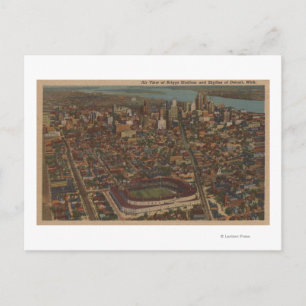 Carte Postale Detroit, MI - Stade de baseball Aerial Briggs