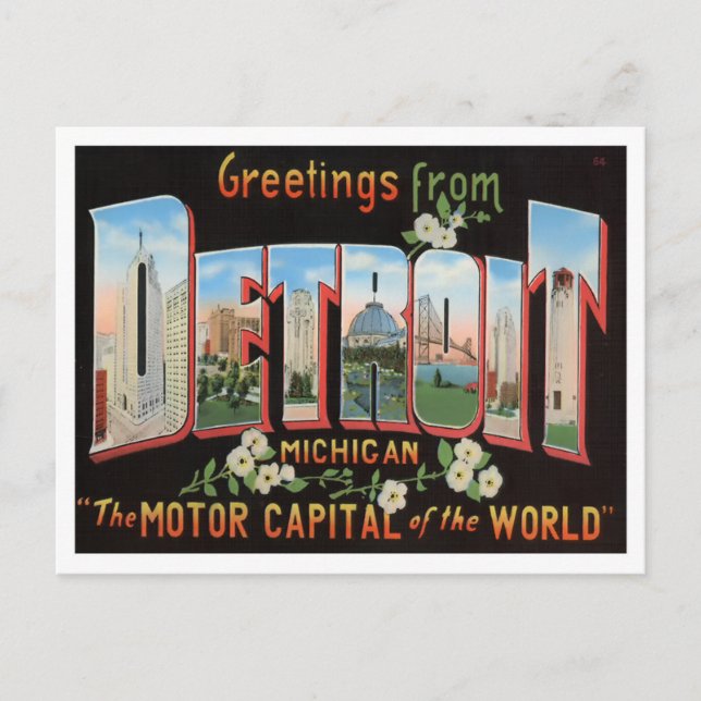 Carte postale Detroit, Michigan Vintage Big Letter (Devant)