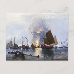 Carte Postale Détruire les joncs de guerre chinois 1843