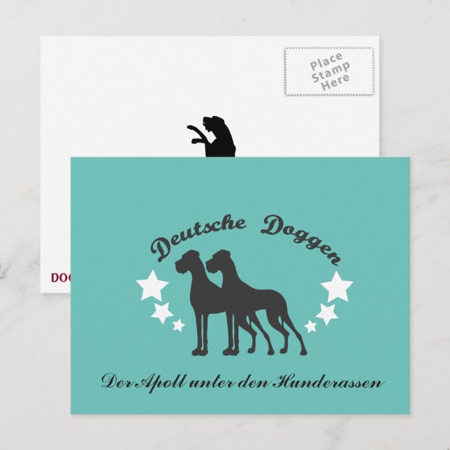 Carte Postale Deutsche Doggen Beschriftet (Devant / Derrière)
