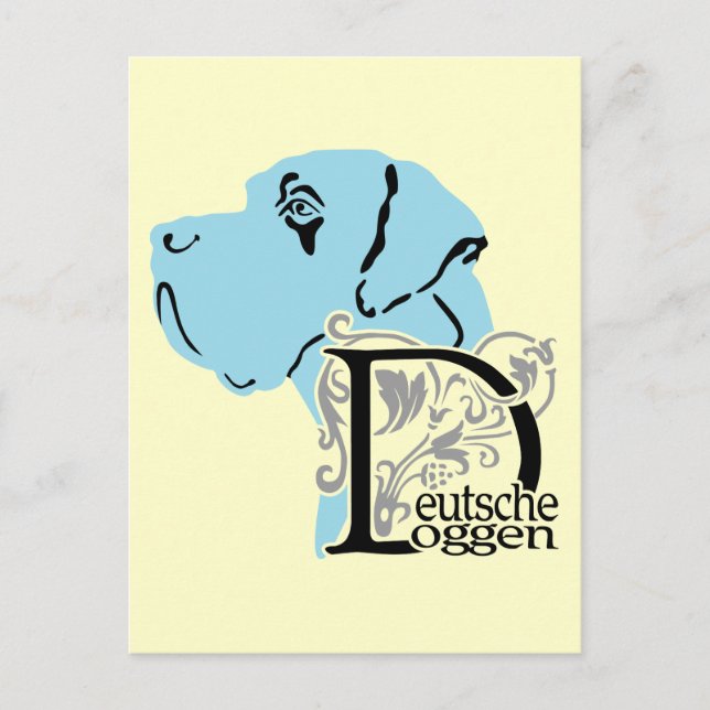 Carte Postale Deutsche Doggen Kopf D Texte (Devant)