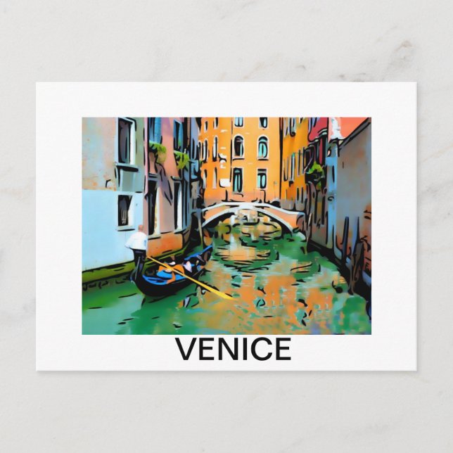 Carte Postale Deux amoureux dans une gondole de Venise, Italie. (Devant)