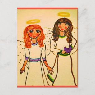 Carte Postale deux anges - art de Rosebeth
