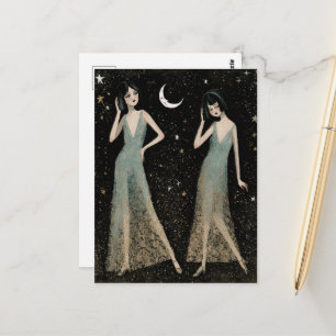 Carte Postale Deux belles femmes dansant au clair de lune
