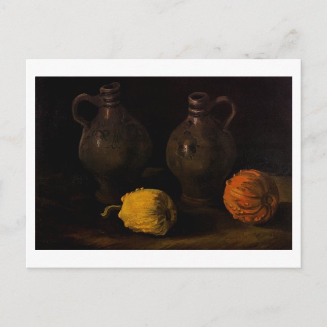 Carte Postale Deux bocaux et deux Citrouilles Van Gogh Art (Devant)