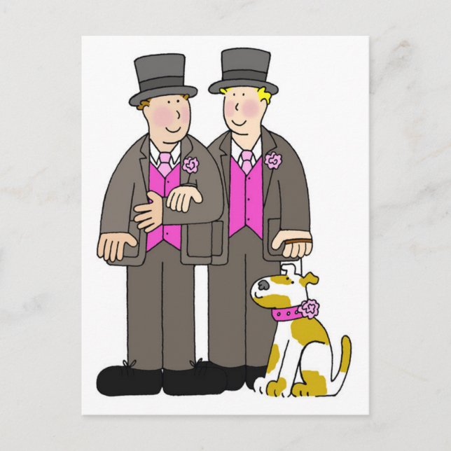 Carte Postale Deux chambres et leur dessin de Mariage de chien (Devant)