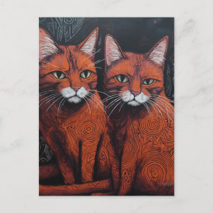 Carte Postale Deux chats à gingembre