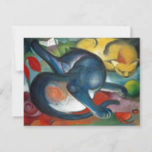 Carte Postale Deux chats, bleu et jaune par Franz Marc (1912)