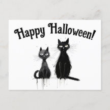 Deux chats noirs heureux Halloween