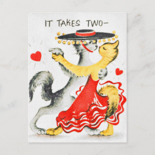 Carte Postale Deux chats Tango dansent Valentine