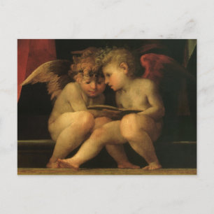 Carte Postale Deux Cherubs Lecture par Rosso Fiorentino, Angels
