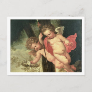 Carte Postale Deux Cherubs volants, tenant la Couronne d'épines